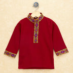 Kutchi Emboidered Kurta Pajama for Boys - Red