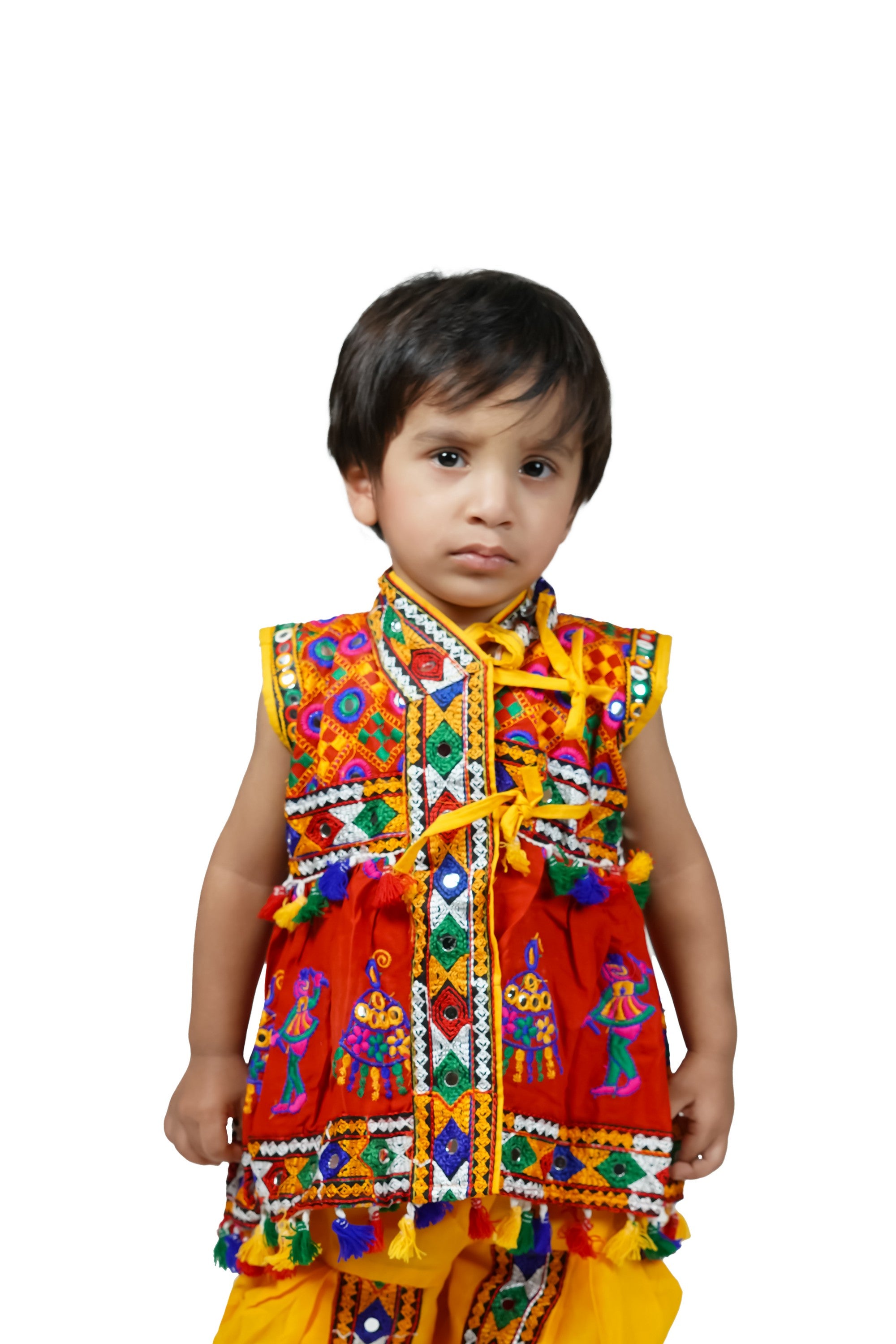 Embroidered Kedia Dhoti Set For Boys & Girls- KD-RGR-Red