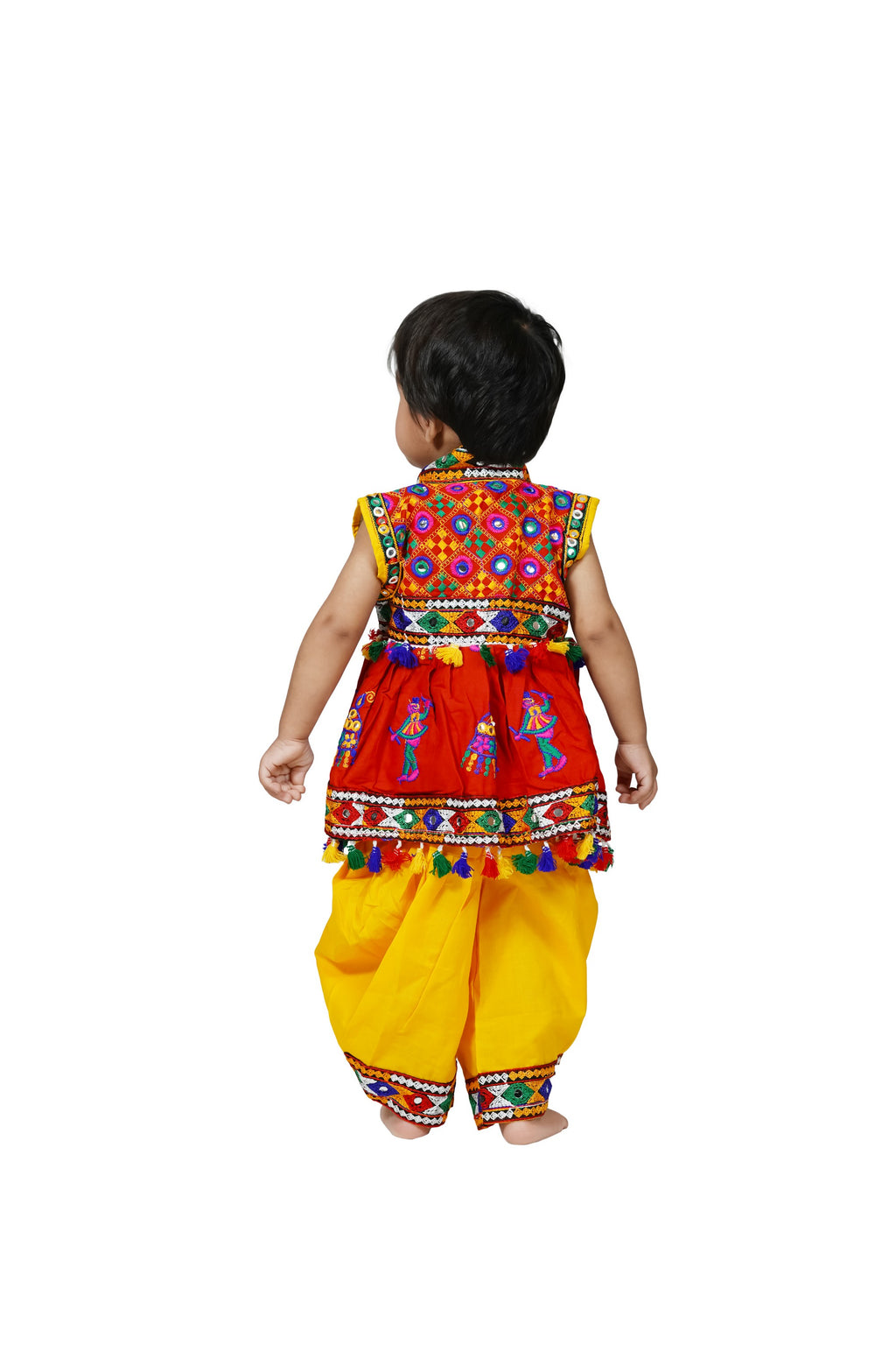 Embroidered Kedia Dhoti Set For Boys & Girls- KD-RGR-Red