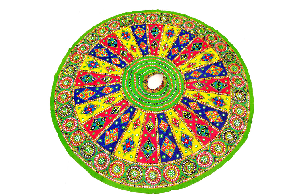 Banjara India Cotton Long Flair Aari Embroidery Kutch Work (Lehenga Choli) Chaniya Choli Set with Dupatta-KAJU03