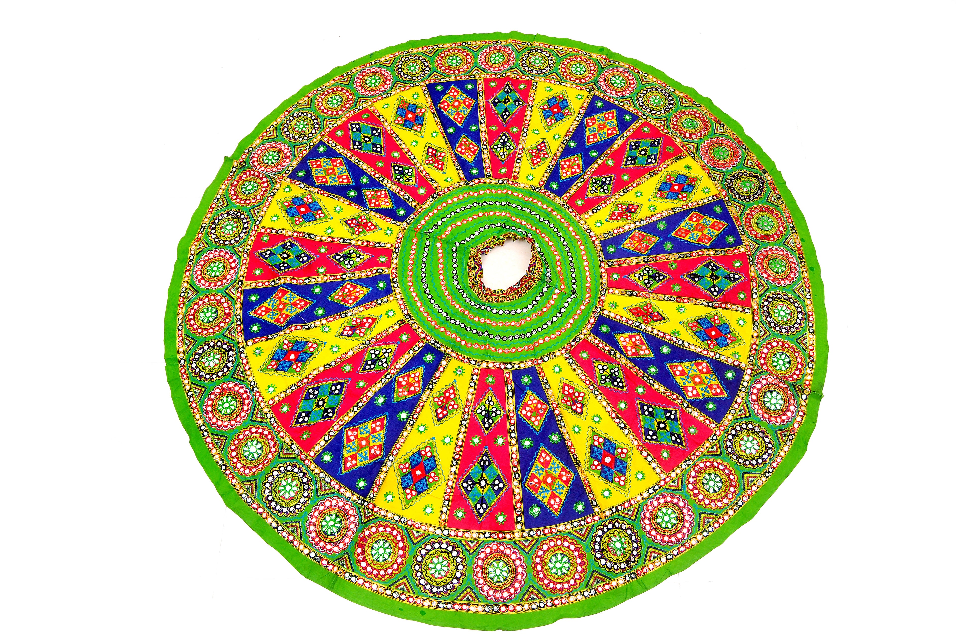 Banjara India Cotton Long Flair Aari Embroidery Kutch Work (Lehenga Choli) Chaniya Choli Set with Dupatta-KAJU03