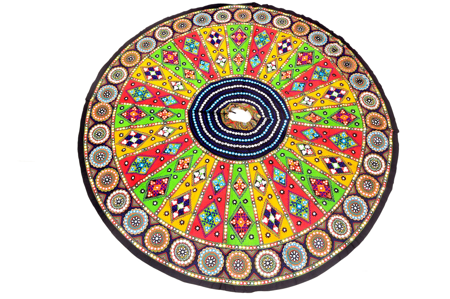 Banjara India Cotton Long Flair Aari Embroidery Kutch Work (Lehenga Choli) Chaniya Choli Set with Dupatta-KAJU04