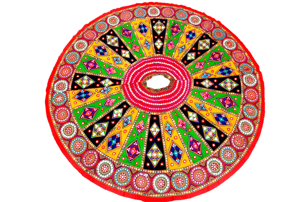 Banjara India Cotton Long Flair Aari Embroidery Kutch Work (Lehenga Choli) Chaniya Choli Set with Dupatta-KAJU05
