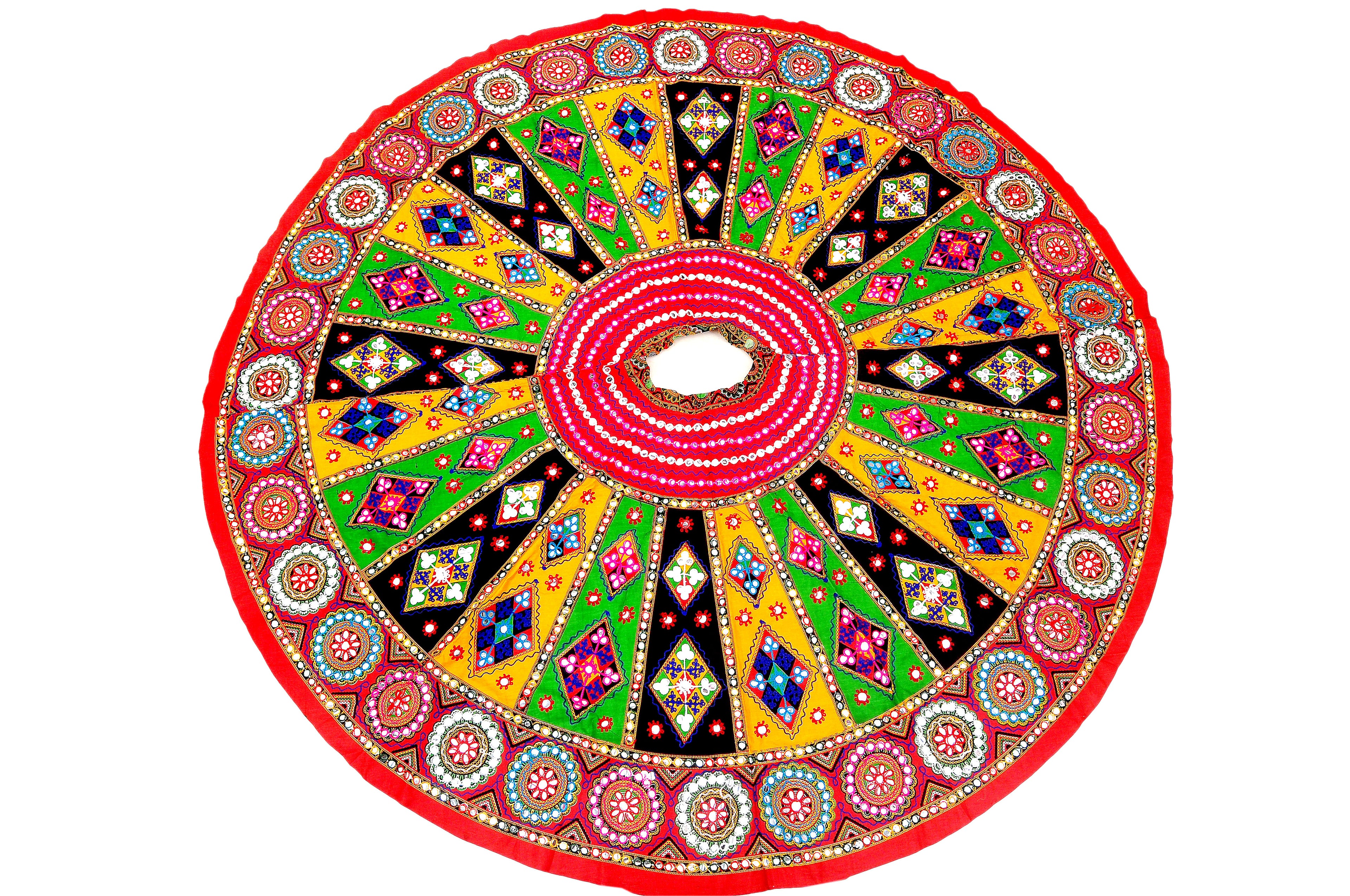 Banjara India Cotton Long Flair Aari Embroidery Kutch Work (Lehenga Choli) Chaniya Choli Set with Dupatta-KAJU05