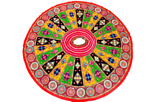 Banjara India Cotton Long Flair Aari Embroidery Kutch Work (Lehenga Choli) Chaniya Choli Set with Dupatta-KAJU05