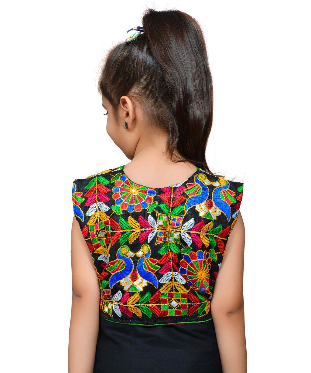 Black P. Cock Embroidered Jacket For Kids-Kids