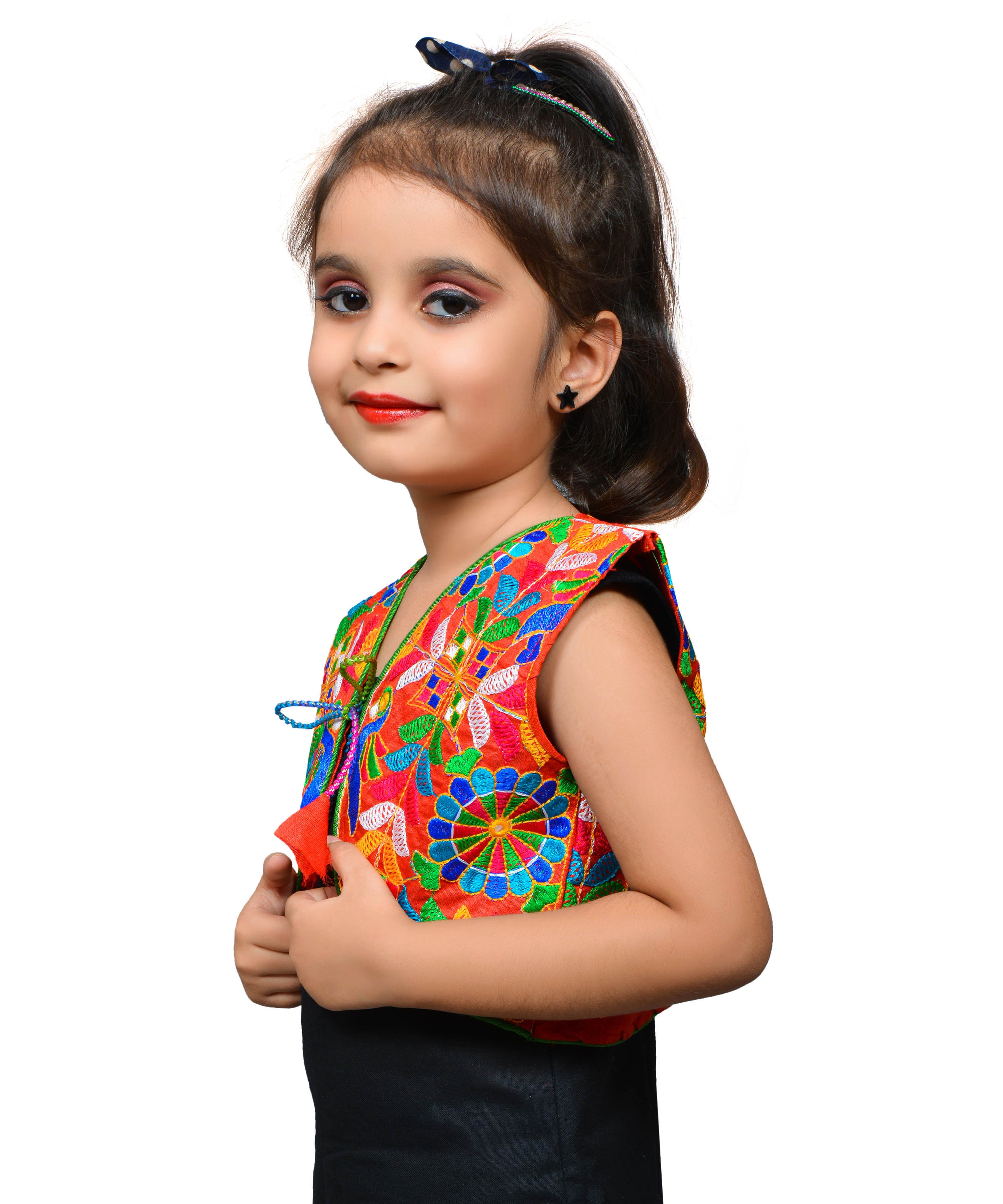 Red P. Cock Embroidered Jacket For Kids