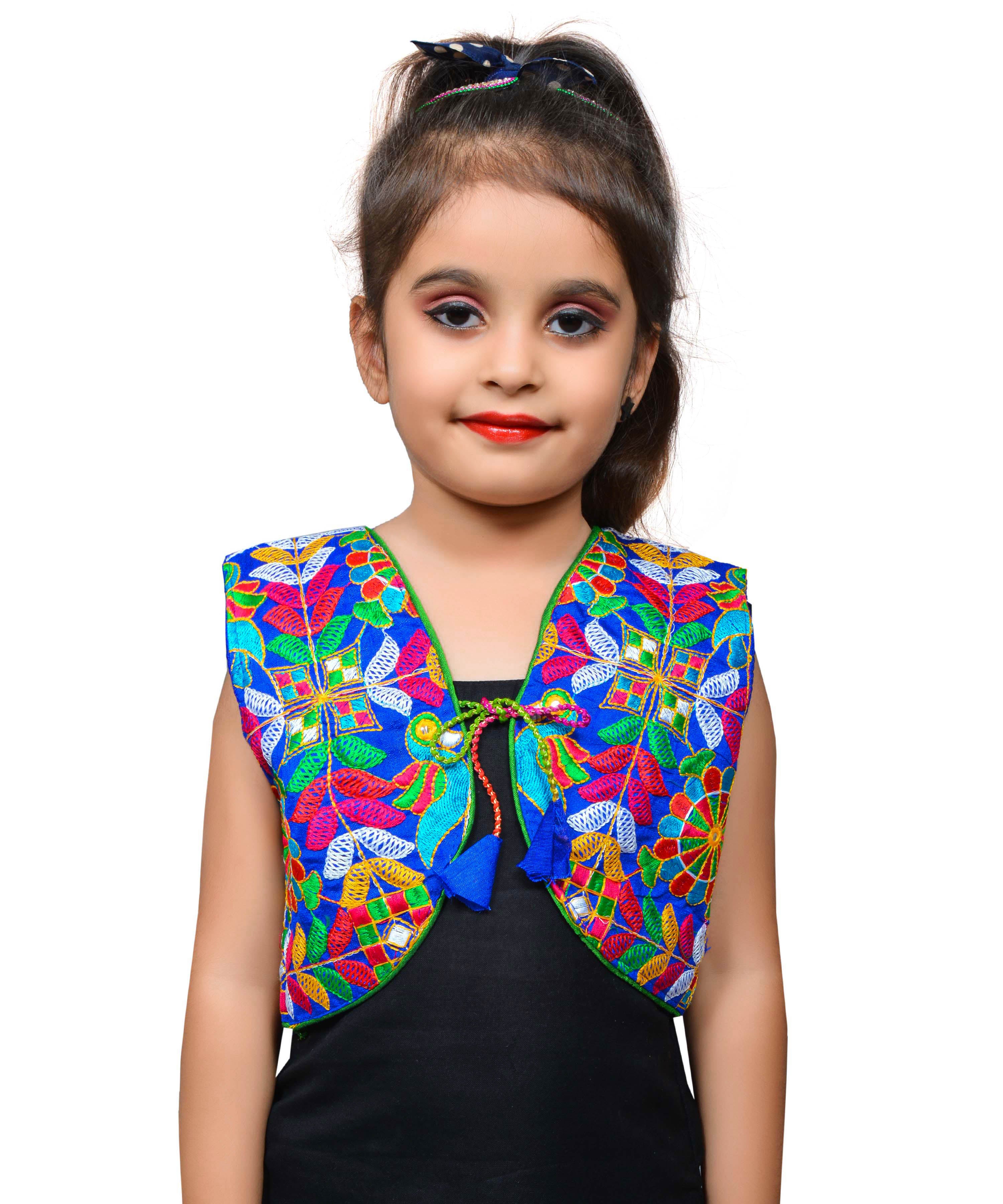 Blue P. Cock Embroidered Jacket For Kids