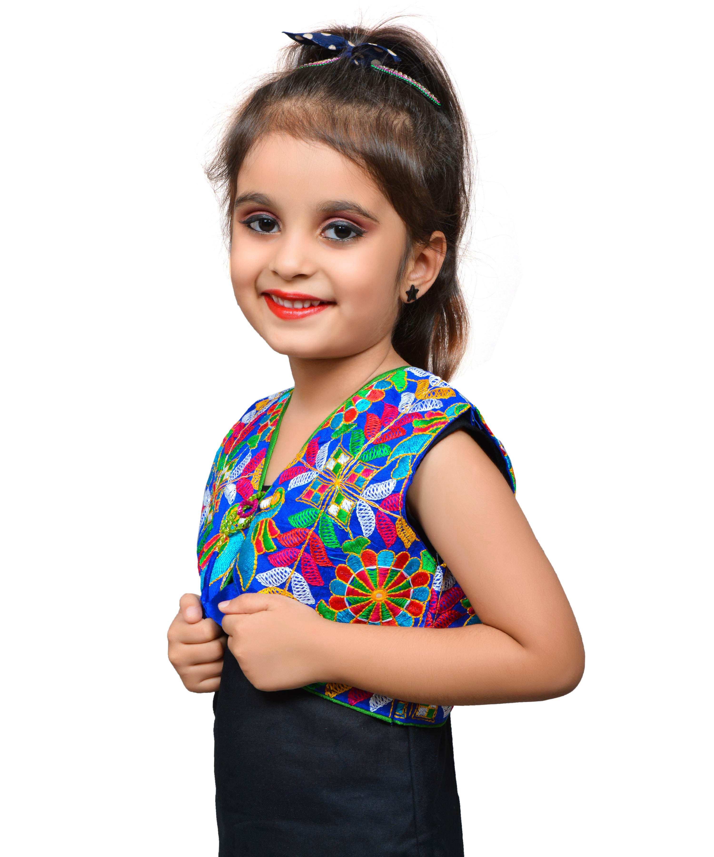 Blue P. Cock Embroidered Jacket For Kids