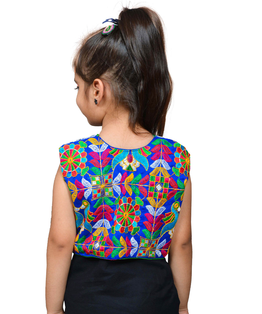 Blue P. Cock Embroidered Jacket For Kids