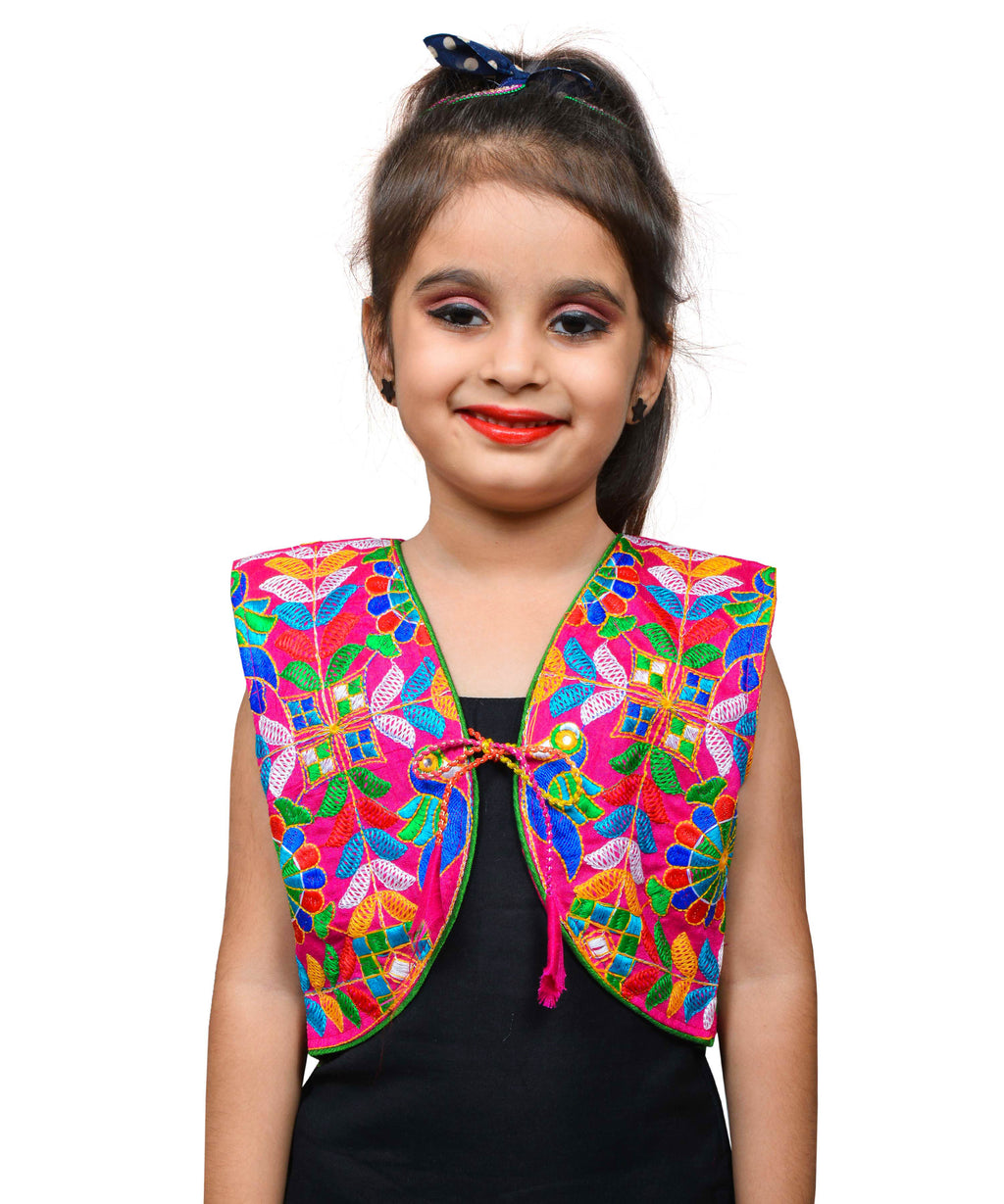 Pink P. Cock Embroidered Jacket For Kids