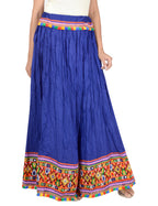 Kutchi Embroidered Border Rayon Skirt/Chaniya - KutchiSkirt-Blue