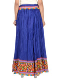 Kutchi Embroidered Border Rayon Skirt/Chaniya - KutchiSkirt-Blue