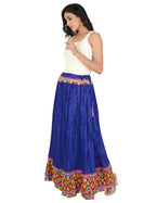 Kutchi Embroidered Border Rayon Skirt/Chaniya - KutchiSkirt-Blue