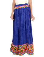 Kutchi Embroidered Border Rayon Skirt/Chaniya - KutchiSkirt-Blue