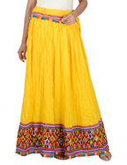 Kutchi Embroidered Border Rayon Skirt/Chaniya - KutchiSkirt-Yellow
