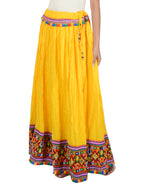 Kutchi Embroidered Border Rayon Skirt/Chaniya - KutchiSkirt-Yellow