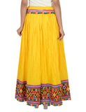 Kutchi Embroidered Border Rayon Skirt/Chaniya - KutchiSkirt-Yellow