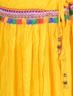 Kutchi Embroidered Border Rayon Skirt/Chaniya - KutchiSkirt-Yellow