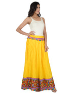 Kutchi Embroidered Border Rayon Skirt/Chaniya - KutchiSkirt-Yellow