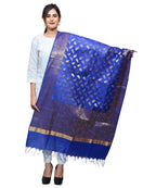 Banarasi Kora Silk Zari Dupatta - Leaf-Blue