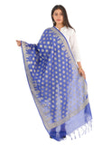 Banarasi Kora Silk Zari Dupatta - Madhuri-Blue