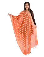 Banarasi Kora Silk Zari Dupatta - Madhuri-Orange