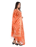 Banarasi Kora Silk Zari Dupatta - Madhuri-Orange