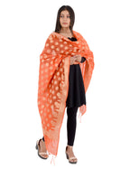 Banarasi Kora Silk Zari Dupatta - Madhuri-Orange