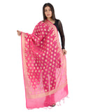Banarasi Kora Silk Zari Dupatta - Madhuri-Pink