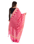 Banarasi Kora Silk Zari Dupatta - Madhuri-Pink