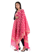Banarasi Kora Silk Zari Dupatta - Madhuri-Pink