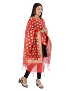 Banarasi Kora Silk Zari Dupatta - Madhuri-Red