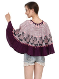 Purple Frill Slub Handloom Cotton Poncho (MF1200)