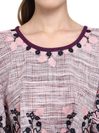 Purple Frill Slub Handloom Cotton Poncho (MF1200)