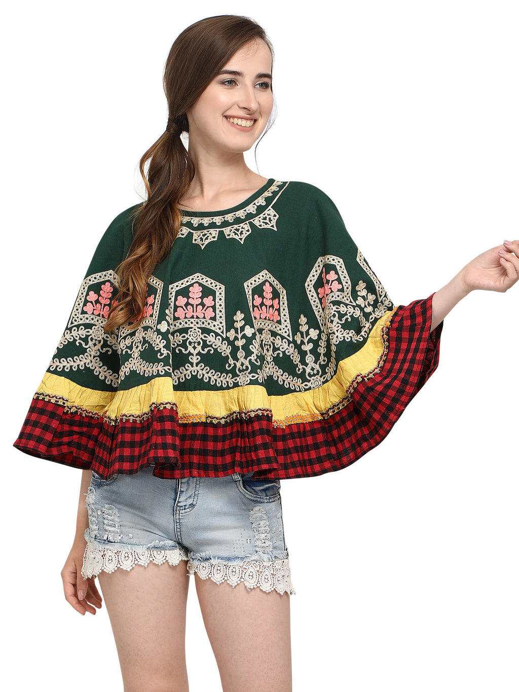 Boho Style Circular Winter Handloom Cotton Poncho (MF1204)