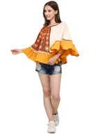One-Sided Embroidered Rust zam-zam Poncho (MF1207)