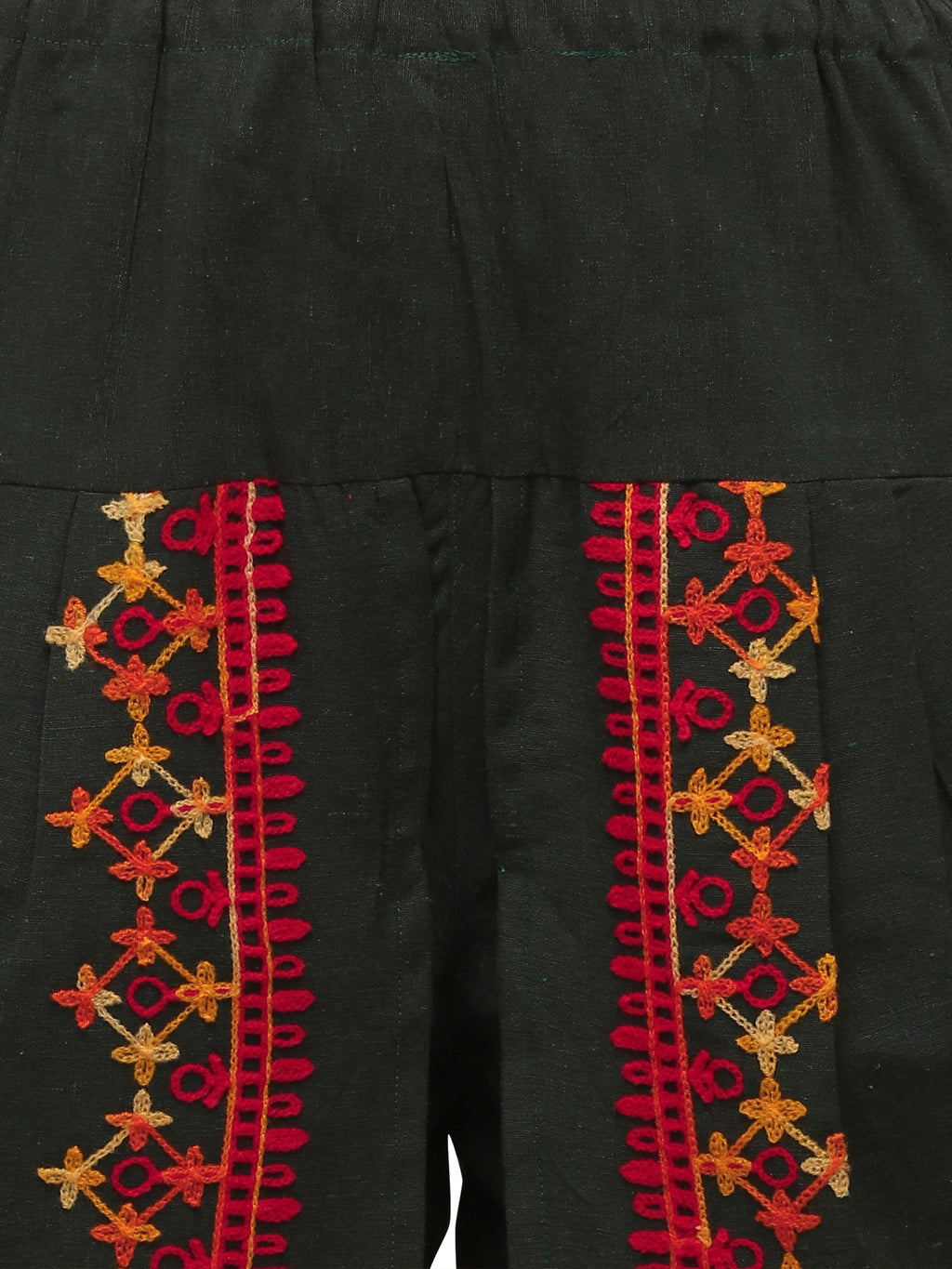 Deep green and orange rajathani dhingli couple embroidered kedia and tulip pants set (MF1501)