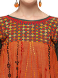 Deep green and orange rajathani dhingli couple embroidered kedia and tulip pants set (MF1501)
