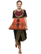 Black maharani yoke embroidered colorful kedia with black tulip pant (MF1510)