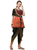 Black maharani yoke embroidered colorful kedia with black tulip pant (MF1510)