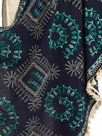 Premium Navy Blue Warli Tribal Motif Aari Embroidered Handloom Cotton Shawl/Dupatta With  Kaccha Tassel Lace _MF1606