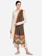 Premium Temple Embroidered Panel Linen Festive Dupatta_MF7003