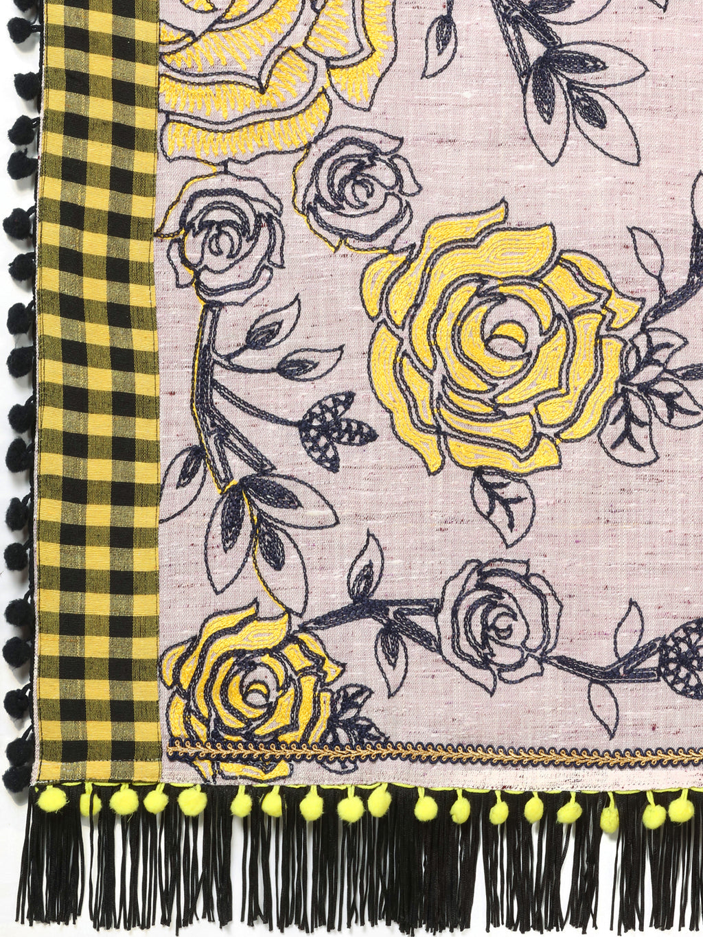 Premium Chex Panel Rose Embroidered Festive Dupatta_MF7004