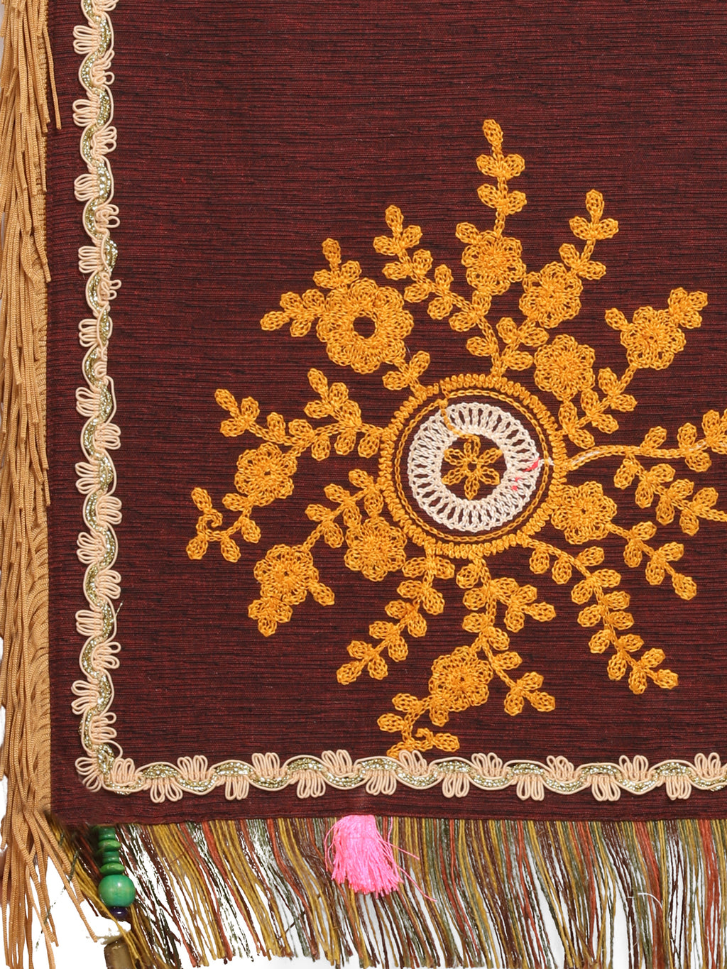Premium Wine Flower Bunch Embroidered Festive Dupatta_MF7005