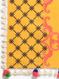 Premium Mustard Temple Embroidered Linen Festive Dupatta_MF7007