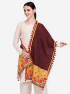 Premium Mustard Floral Panel Linen Festive Dupatta_MF7008