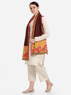 Premium Mustard Floral Panel Linen Festive Dupatta_MF7008