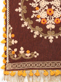 Premium Peach Embroidered Panel Handloom Cotton Festive Dupatta_MF7012