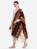 Premium Black Traditional Embroidered Linen Festive Dupatta_MF7014